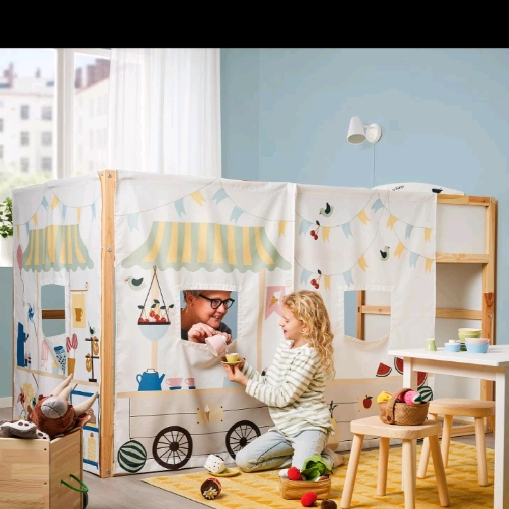 Kids Play Market Stall Playhouse Tent - White and Yellow